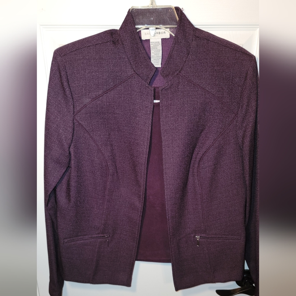 Ladies Size 14 3 Piece Plum Colored Pant Suit - Picture 7 of 9
